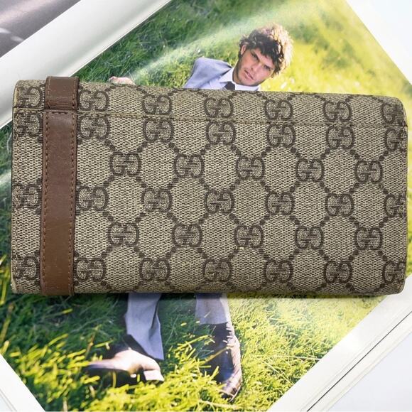 Authentic Gucci GG Supreme PVC Leather Beige Long Wallet W/Dustbag - Picture 3 of 14